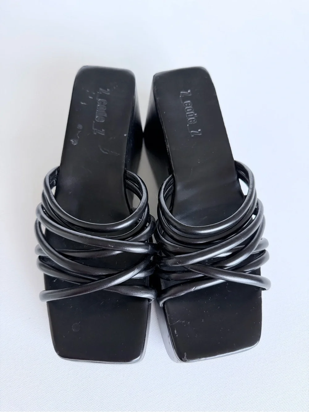 Z_Code_Z Yuli Black Platform Strappy Slide Sandals Y2K Size 7